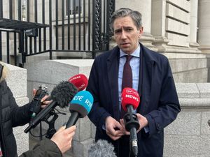 Tanaiste Simon Harris speaking to the media before a Cabinet meeting at Government Buildings, Dublin