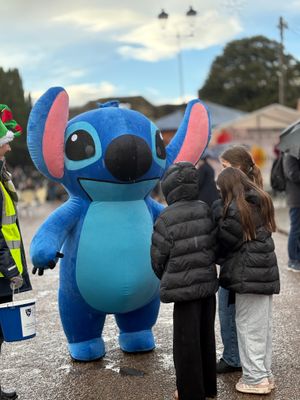 Children meeting Stitch at Ludlow Winter Festival
