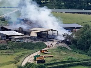 Supporting image for story: Watch: Firefighters tackle large blaze at Mid Wales farm
