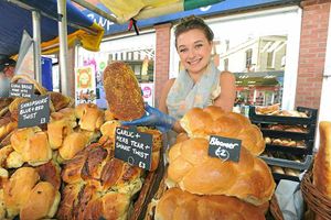 Hannah Morgan, from Swifts Bakery in Clee Hill, with some of the wares the bakery had on show
