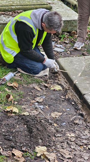 Experts put the stone back in place earlier today.