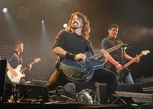 Foo Fighters frontman and guitarist Dave Grohl in full flow