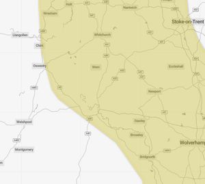 Large parts of Shropshire are expected to be covered in "dense fog" on Wednesday, according to a weather warning issued by the Met Office