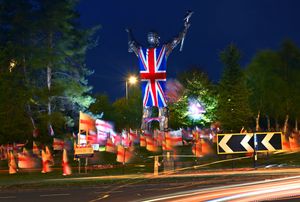 WALSALL COPYRIGHT NATIONAL WORLD TIM THURSFIELD -27/09/25A huge British flag has now been hung on the back of the miner statue in Brownhills.