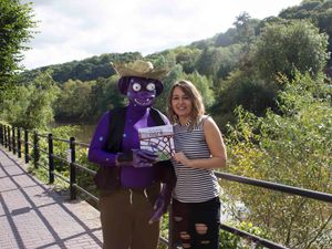 Supporting image for story: Watch: The Ironbridge Ogre surprises passers by in the town 
