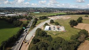 These images show the progress on changes to the Mile End junction outside Oswestry