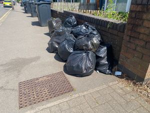 Bin bags line the pavement in Pershore Road on May 23. Credit: Alexander Brock. Permission for use for all LDRS partners.