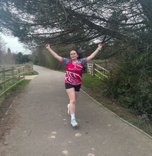 Grace Ashwell in training for the London Marathon.