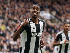 Newcastle's Alexander Isak celebrates scoring against Brighton in the FA Cup fifth round