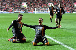 Douglas scored a free kick in a dramatic win at Bristol City (© AMA / Sam Bagnall)
