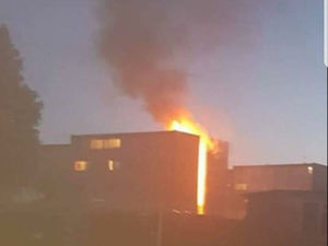 The Greenlawns flats building on fire in Tipton. Photo: Syeda Khatun