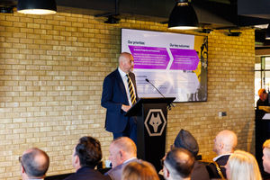 Director of Wolves Foundation Will Clowes delivers his presentation.