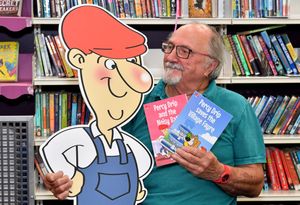 Author Chris Warsop, who writes the Percy Drip children's books was at Cannock Library
