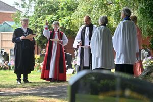 The Bishop of Shrewsbury, Rev. Sarah Bullock consecrating the land