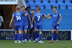 Tom Bayliss celebrates his opener (AMA)