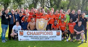 League champions! Wolves Sporting get their hands on the giant shield given to the winners of the West Midlands League Premier Division