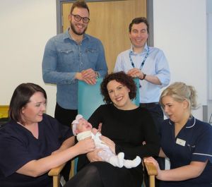 Abigail and Betsy with Leona Gollins, Luke Cheal, Dr Will Parry-Smith and Abi Panayi 