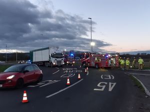 Supporting image for story: Road delays caused by chemical spillage on busy A5 roundabout at Oswestry