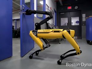 Supporting image for story: Watch this Boston Dynamics dog-like robot open a door using its creepy arm