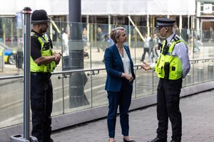 Chief Inspector Dan Thomas spoke to the Home Secretary on the ramp at New Street while a knife arch was in operation