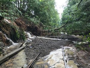 Supporting image for story: Heart of Wales line closed as extreme weather floods railway and causes significant damage