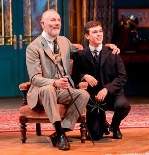 Aden Gillet as Arthur Winslow and Misha Butler as Ronnie Winslow. Pic: Alastair Muir