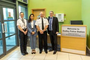 Superintendent Lisa Edwards (Dudley Police), Sonia Kumar MP, Chief Constable Craig Guildford and Police and Crime Commissioner Simon Foster take a tour of the building
