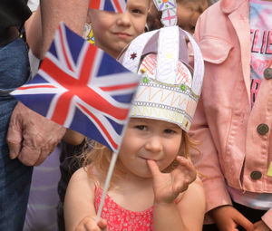 Enjoying Queen's Jubilee Party, at St Joseph's Church, waiving the Union flag Harriet Holl, aged 4, of Wednesbury..
