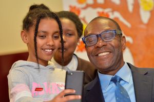 Lenny has time for a selfie with 10-year-old Natty Beyene