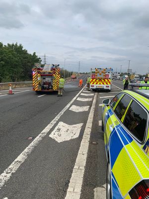 M6 Junction 10 remains closed as fire crews work on making the road safe