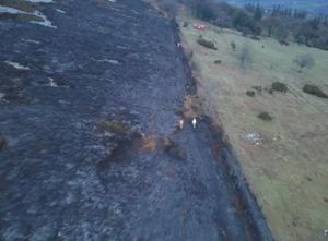 The charred impact of the blaze on the Stiperstones. Picture: Tweedale Fire Station