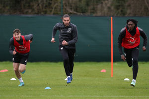 Andy Carroll in his first training session at West Bromwich Albion Training Ground on January 28, 2022 in Walsall, England. (Photo by Adam Fradgley/West Bromwich Albion FC via Getty Images).