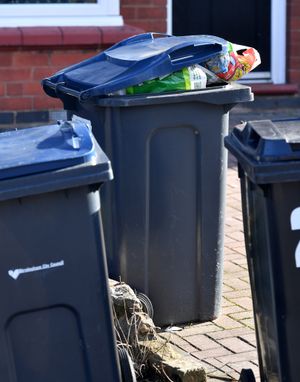 Overflowing bins along Ridgeway, West Bromwich, as binmen go on strike