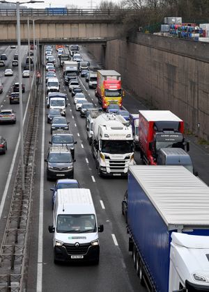 There is heavy traffic along the M5 near to Halesowen, after a lorry caught fire.