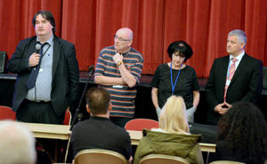 Chief housing officer Mark Rodgers, left, with fellow council officers