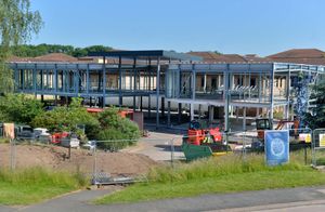 Construction work is ongoing on the new entrance for the hospital.