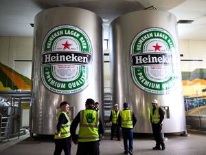 Members of staff at the Heineken brewery in Hulme, Manchester