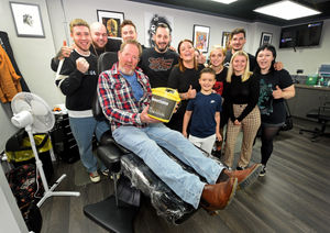 Mark Brindley with staff at BW Tattoo Studio, Rookery Lane, Aldridge 