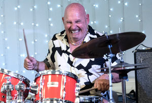 Drummer Roy Adams - intense playing at Lichfield