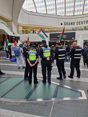 British Transport Police were on the scene to monitor the demonstration