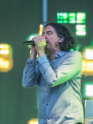 Snow Patrol lead singer Gary Lightbody on stage at Forest Live