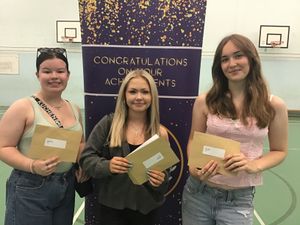 (From left) Emily Rowlands, taking childhood and educational studies at Kidderminster College, Maya Hipkiss, reading fine art at Manchester Metropolitan University and Anna Hughes, reading law at Birmingham City University