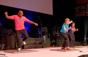 The dancers from Tappin' In tap give a preview of what people can expect during the festival