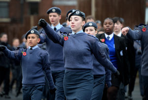 The parade for the Remembrance Sunday commemorations in Dudley