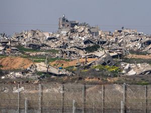 Destroyed buildings by Israeli bombardments in the northern Gaza Strip