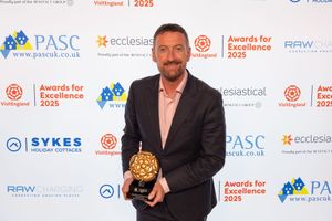 Andrew Lovett from Black Country Living Museum poses with the gold award for the Large Visitor Attraction of the Year from the VisitEngland Awards for Excellence