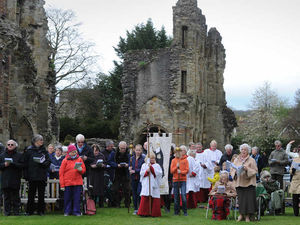 Supporting image for story: Wenlock Abbey ruins back in service after 470 years - video and pictures