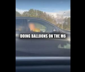 One driver was caught inhaling a balloon on the M6. Photo: West Midlands Police