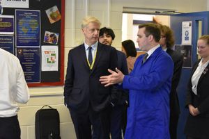 Lord Johnson visiting Paul Salt and the Science Department. 