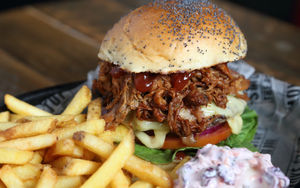 Good enough to convert a vegan? – that’s quite some statement but our man thinks the Smoke Stop BBQ burgers are that good                      Pictures: Russell Davies